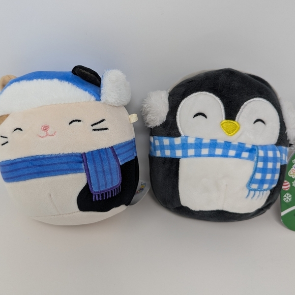 Squishmallows Other - Squishmallows Winter Plush Penguin Cat Cam Luna Scarf Hat